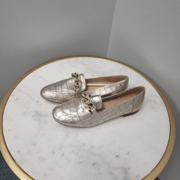 Donald Pliner Balton Metallic Croc-Embossed Leather Loafer 8M - Picture 2 of 5